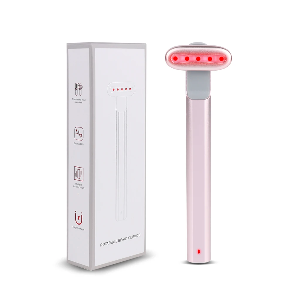 Synogal manufacturer EMS facial massage wand vibration LED therapy eyes face neck lifting massager