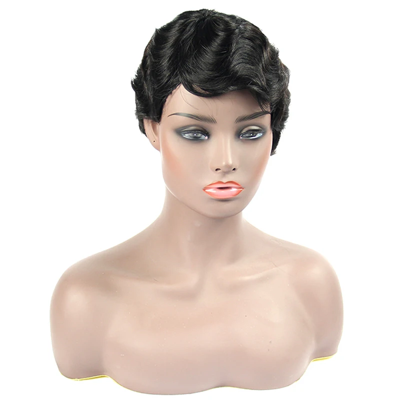 
Xuchang factory cheap brazilian hair wig, no chemical virgin machine made brazilian hair short wig 