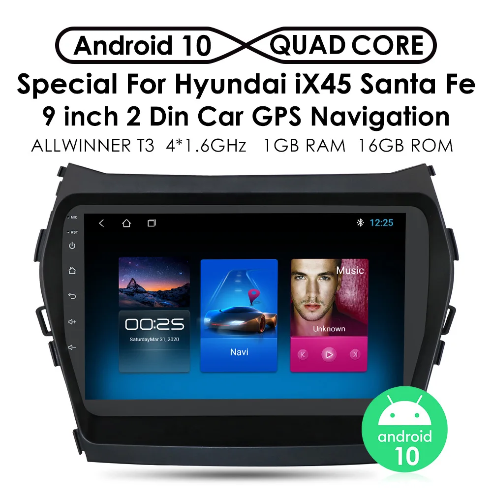 YHT Android 10 Car DVD Player For Hyundai IX45 Santa Fe 2013-2017 Radio Stereo 9 inch GPS Navigation BT DSP Audio Video