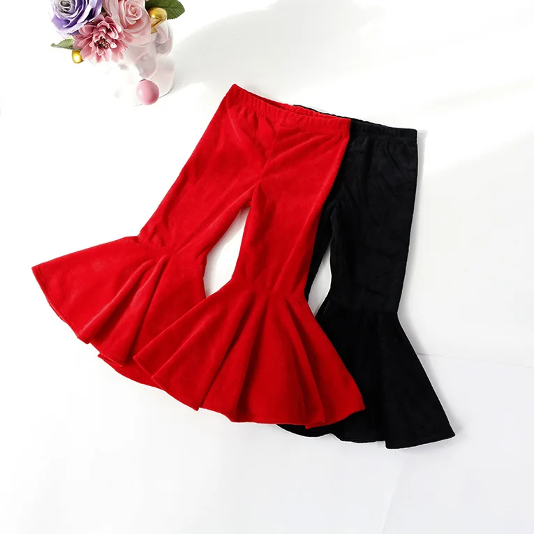 Solid Color Plain Trousers Toddler Bell-Bottom Baby Girl Flare Leggings Kids Ruffle Pants For Kid Girls