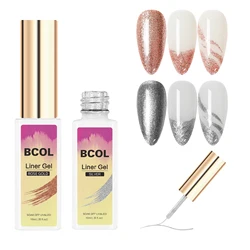 BCOL Wholesale Hot Golden Colors New Design Gel Polish Kit For Nails OEM Liner Set Nail Art Painting 2 Bottles 10ml