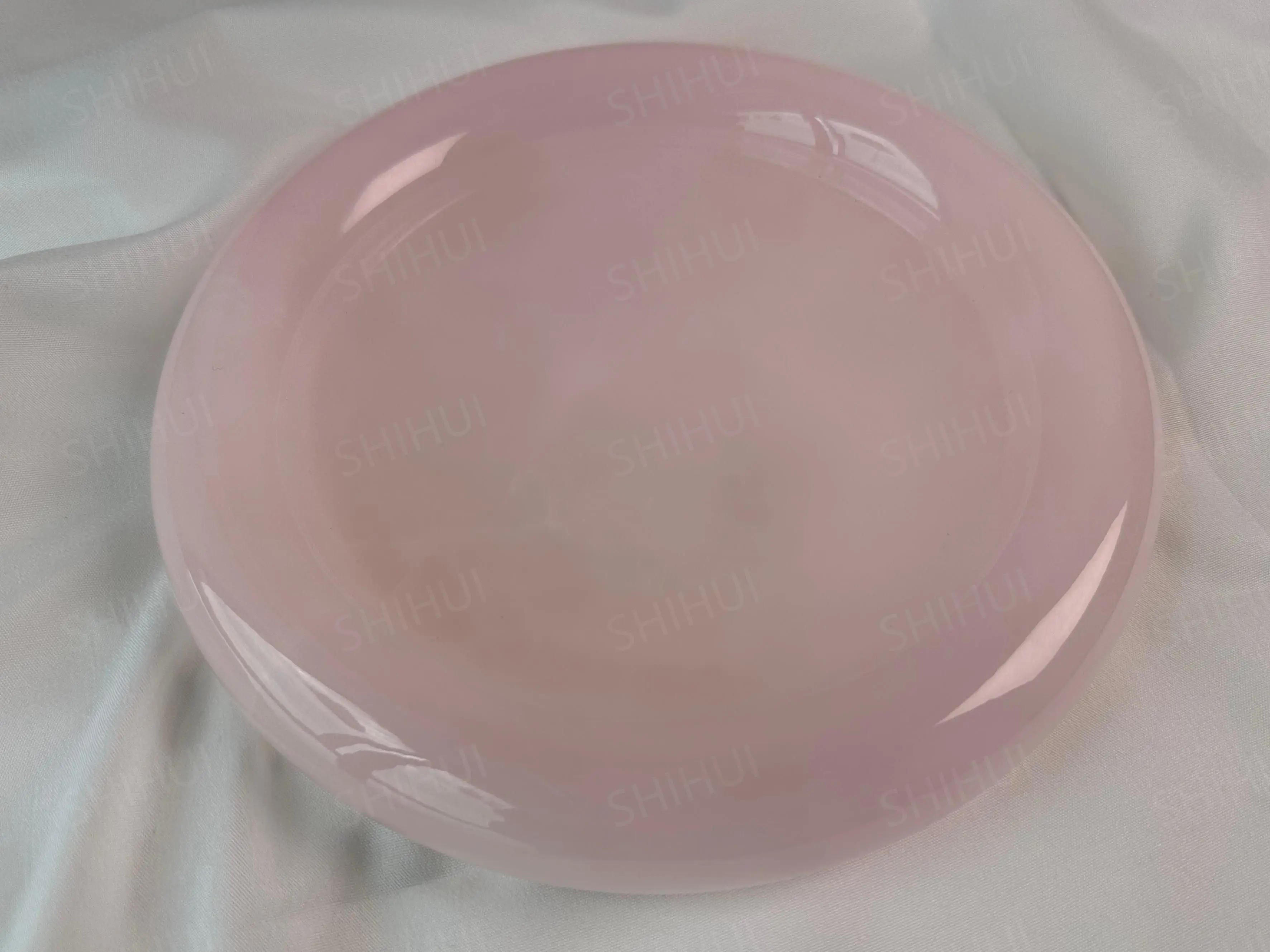 SHIHUI Natural Stone Hand-carved Collectible Marble Decoration Round Pink Onyx Tray Jewelry Vanity Stone Tray And Serving Box