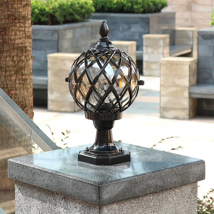 European style outdoor lighting vintage gate light pillar lamp outside waterproof antique gate lights for landscape led lamp