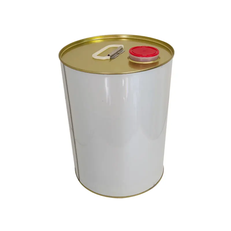 5L paint can with plastic lid and plastic handle golden top