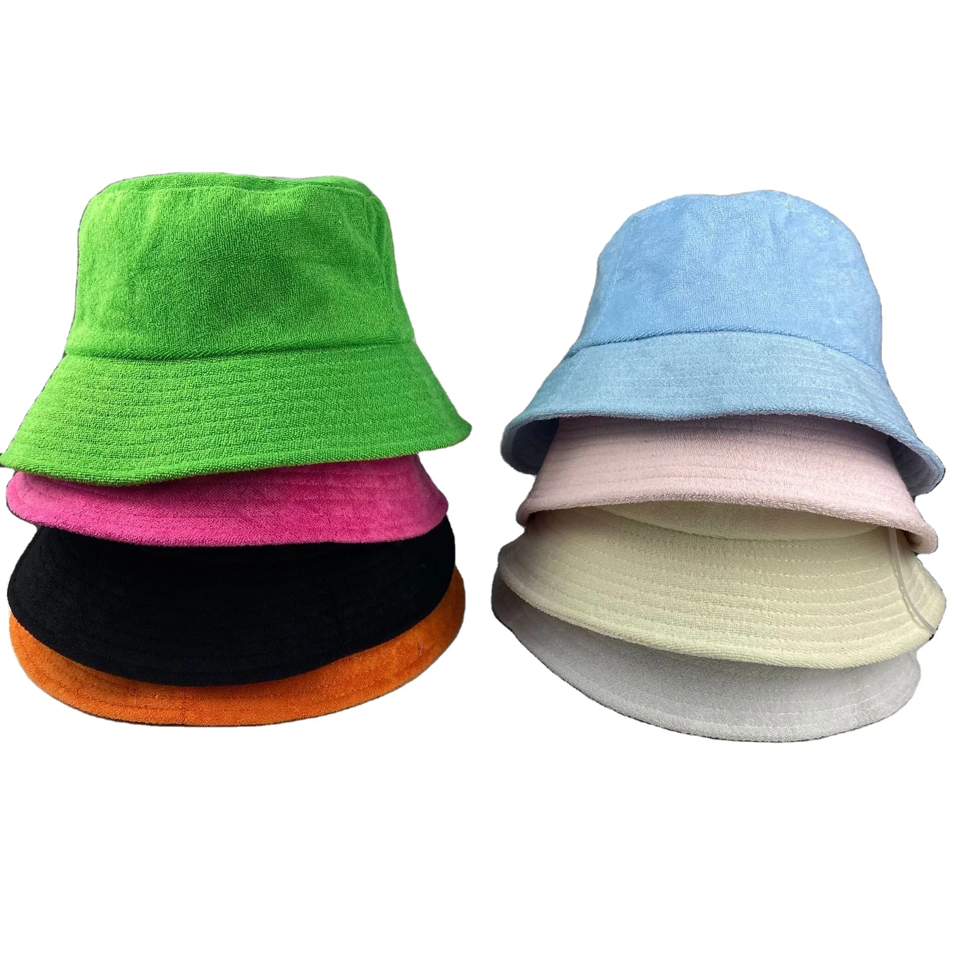 2023 New Beach Bucket Hats Men Women Bucket Hats Outdoor Sun Protection Soft Terry Cloth Bucket Hat
