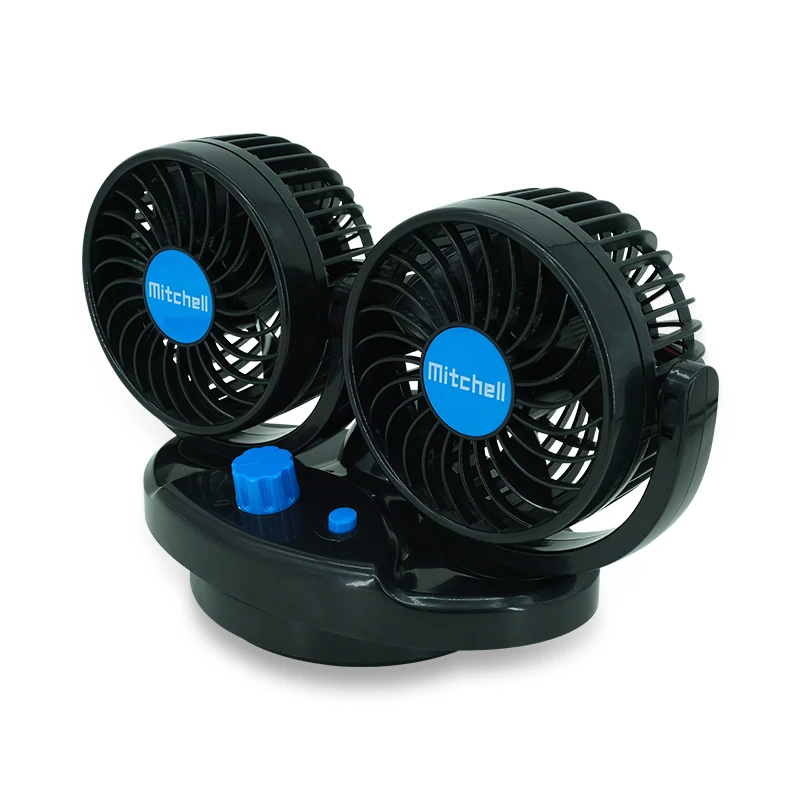 Mitchell car fan 12V 4inch two speed car cooling fan double head oscillating low noise portable fan