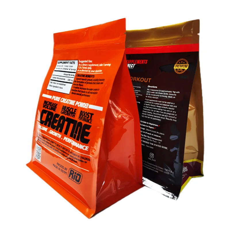Whey Protein Powder Bag 1kg 2kg 5 Kg 10kg With Zipper Stand Up Pouch Packaging Flat Bottom Pouch