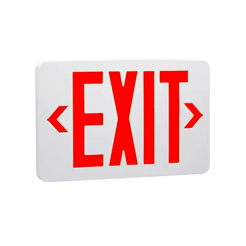 UL 924 Approved LED Emergency Exit Light Cold White Plastic Sign with Battery Backup for AC 120/277V Double Face