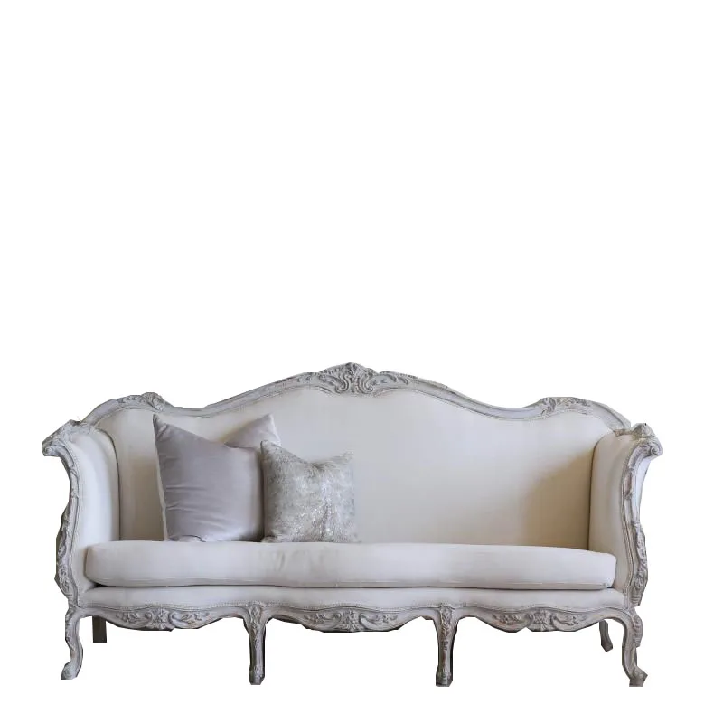 French living room antique carving ivory wedding sofa Custom furniture