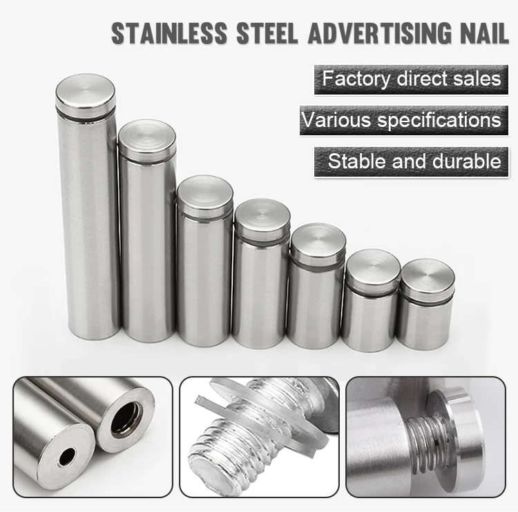 Stainless steel Solid advertising bolt standoff glass railing spacer