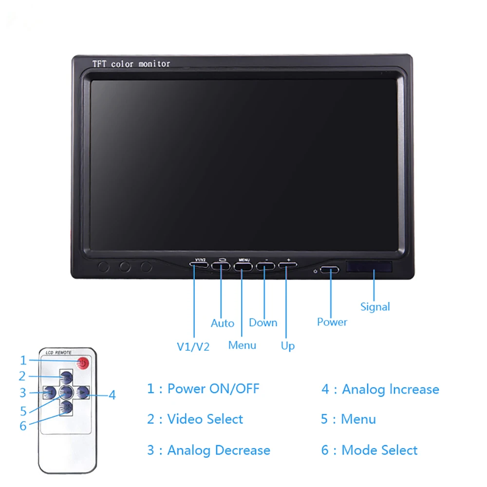 
7inch TFT/LCD Screen Reverse View Monitor Car Monitor with 2 AV input for CAR TRUCK BUS rear view Camera OEM/ODM Accepted 
