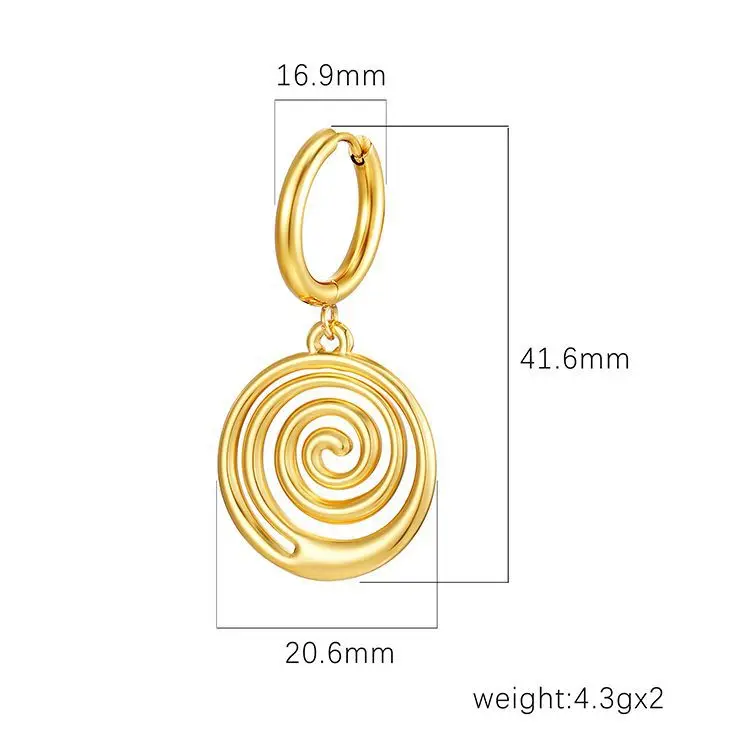 Cute Stainless Steel 18K Gold Plating Earring Palm Fishbone Dragonfly Skull Charms Huggie Earring Dangle EarJewelry For Women