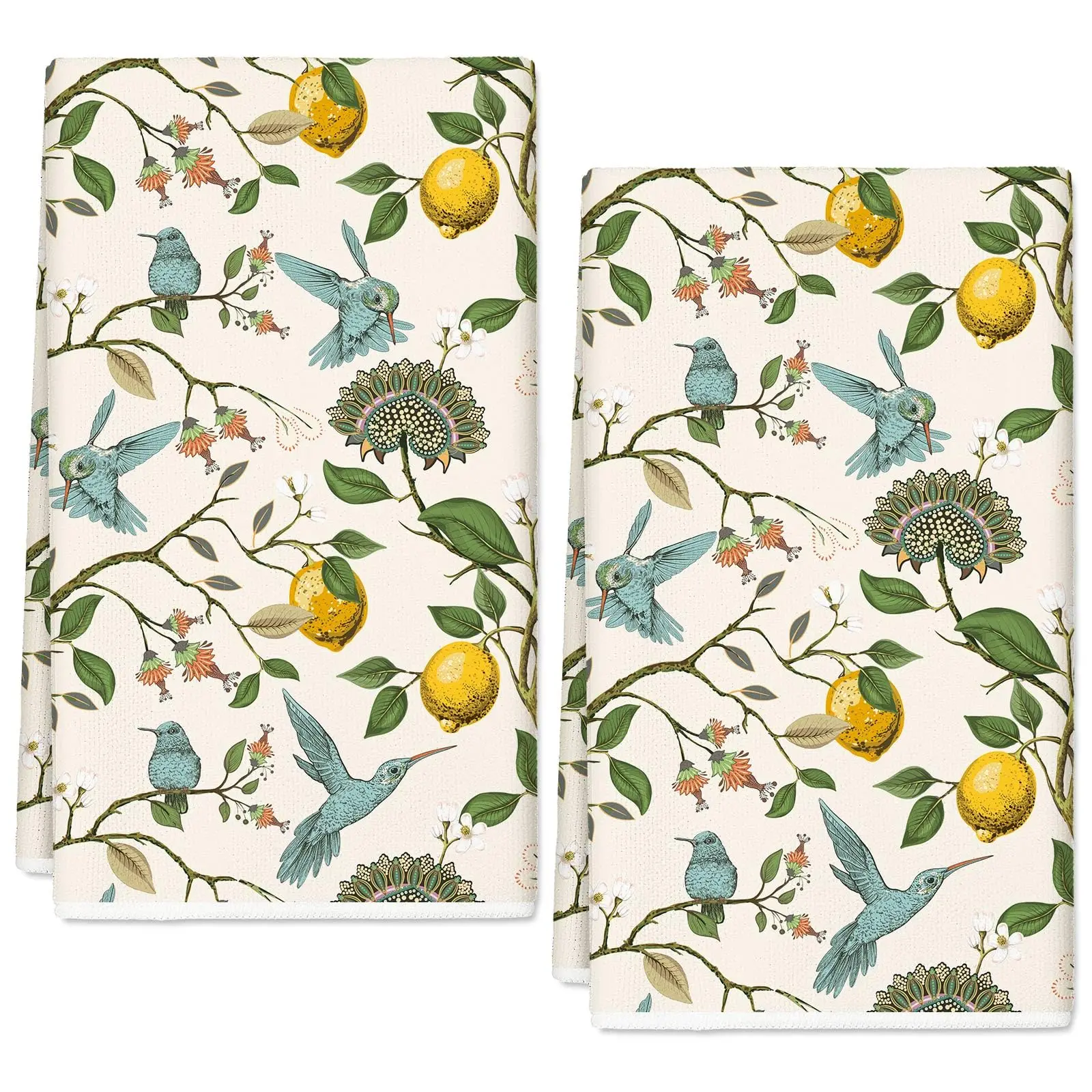 100% Cotton Spring Kitchen Towels Set Floral Printed Dish Towel Boho Tea Towels Multifunctional Stylish Absorbent Quick Dry Soft