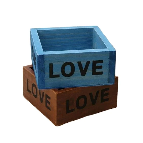 Creative New Square Wooden Succulent Plant Flower Bed Pot Box Garden Planter Home Storage fleshy flower pot Garden Pots