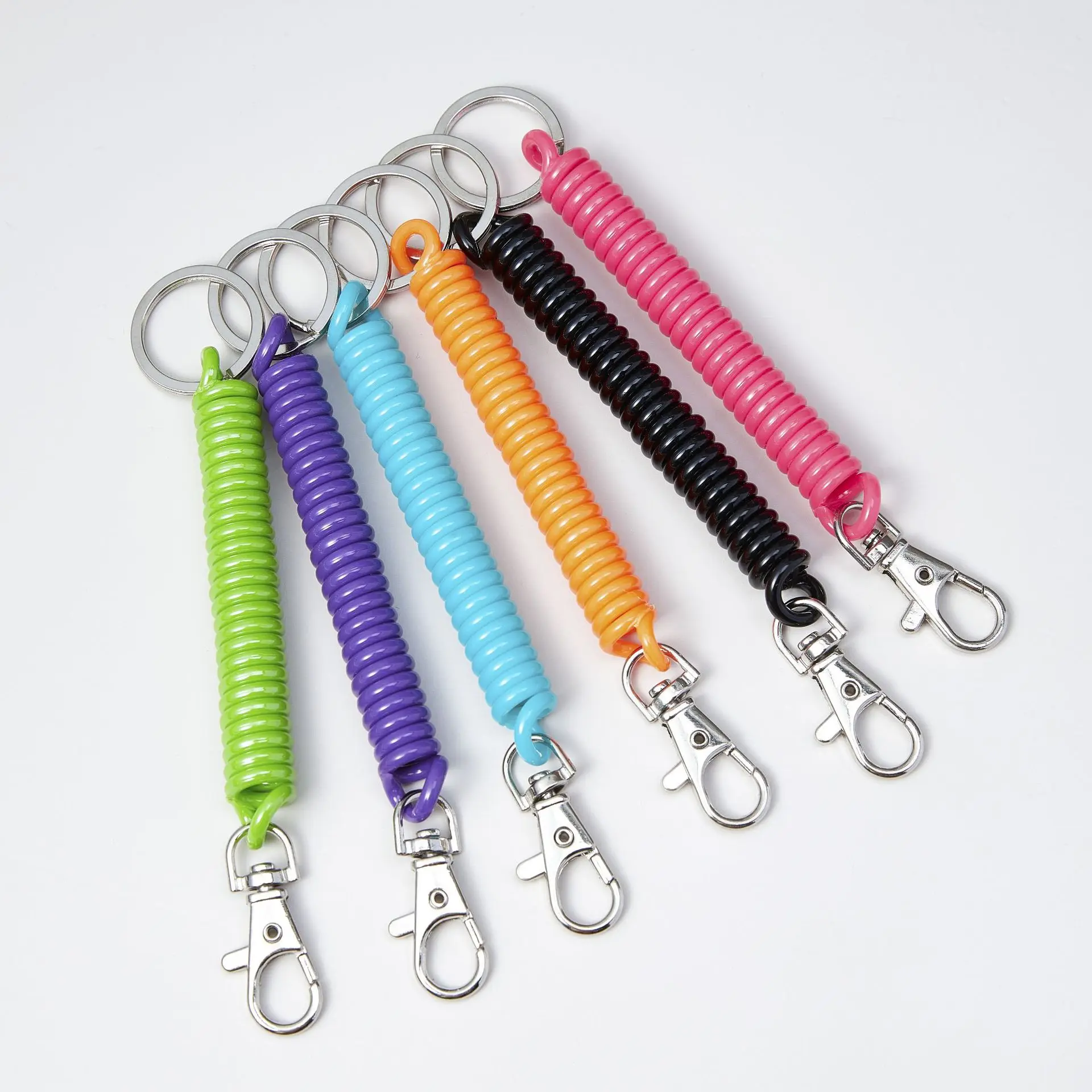 spiral spring coil keychain stretch cord key ring for keys wallet cellphone