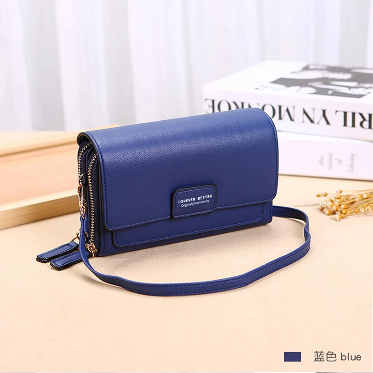 Korea Style Stock Can Custom Logo 2 zipper PU Mini Shoulder Phone Tote Bag