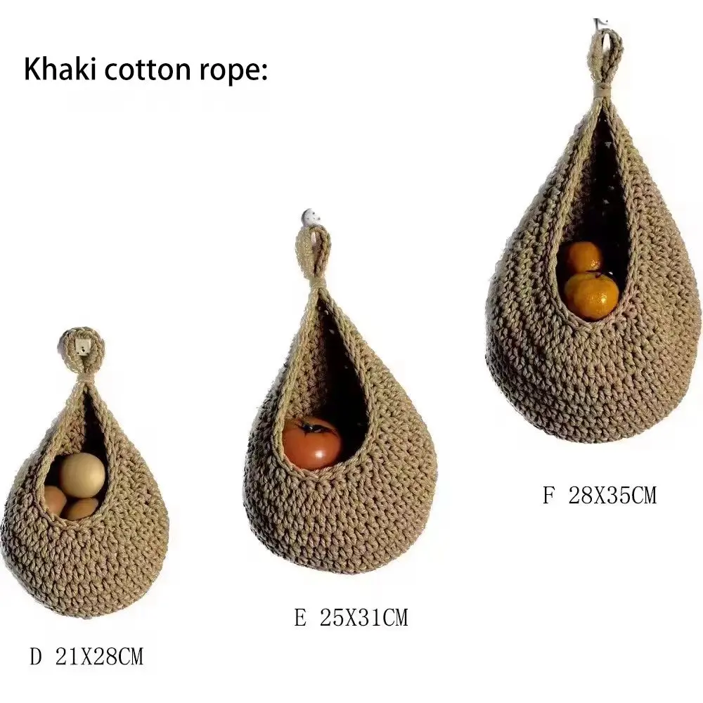 Handwoven Boho Jute Rope Foldable Wall Hanging Basket Eco-Friendly Vegetable Fruit Storage for Pantry Foldable Sundries Basket