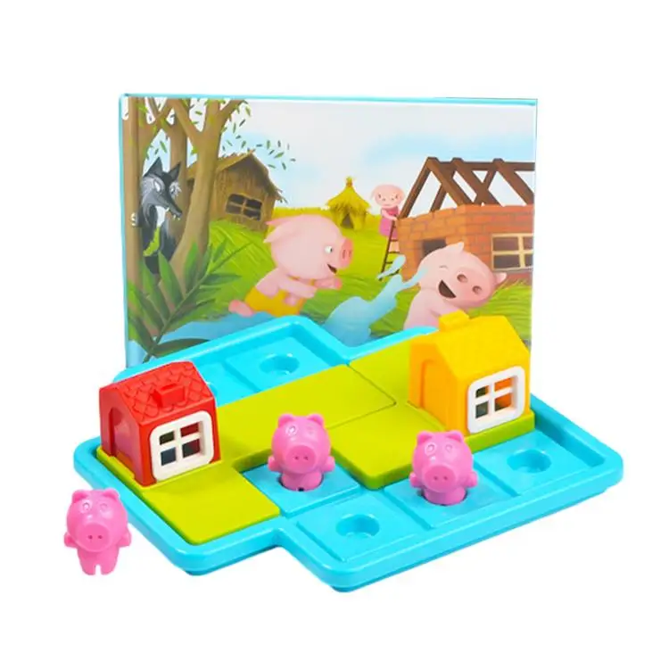 
Hide & Seek Kids Smart Board Game Three Little Pigs IQ Train Toy Three-dimensional puzzle educational toys 