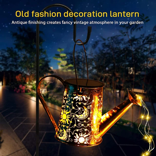 Solar Watering Can Light Hanging Kettle Lantern Light Waterproof Garden Solar Lantern Garden Light for Patio Big Tree Yard Table