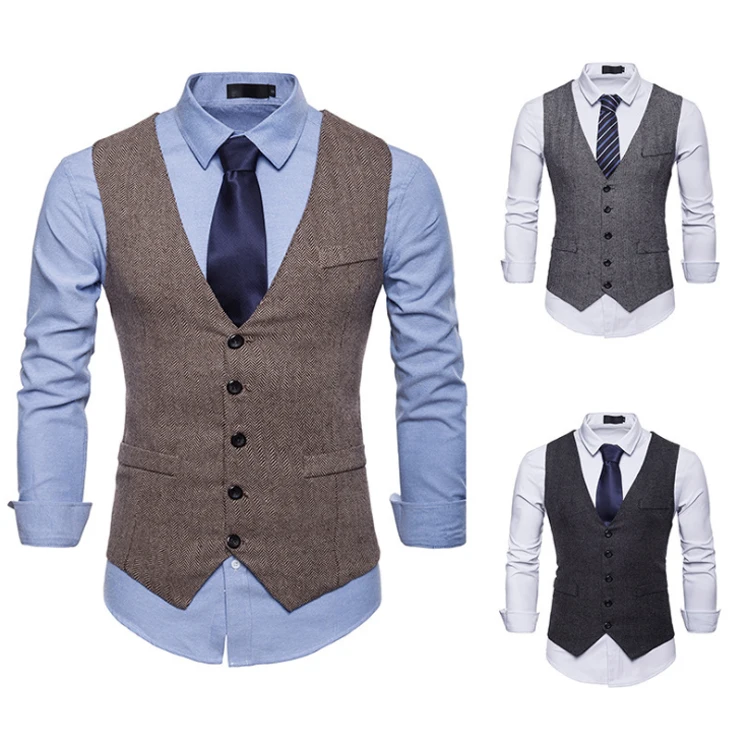 Custom Suit Vest Men Cotton Casual Solid Chalecos Hombre Formal Men Vest Waistcoat Single Breasted