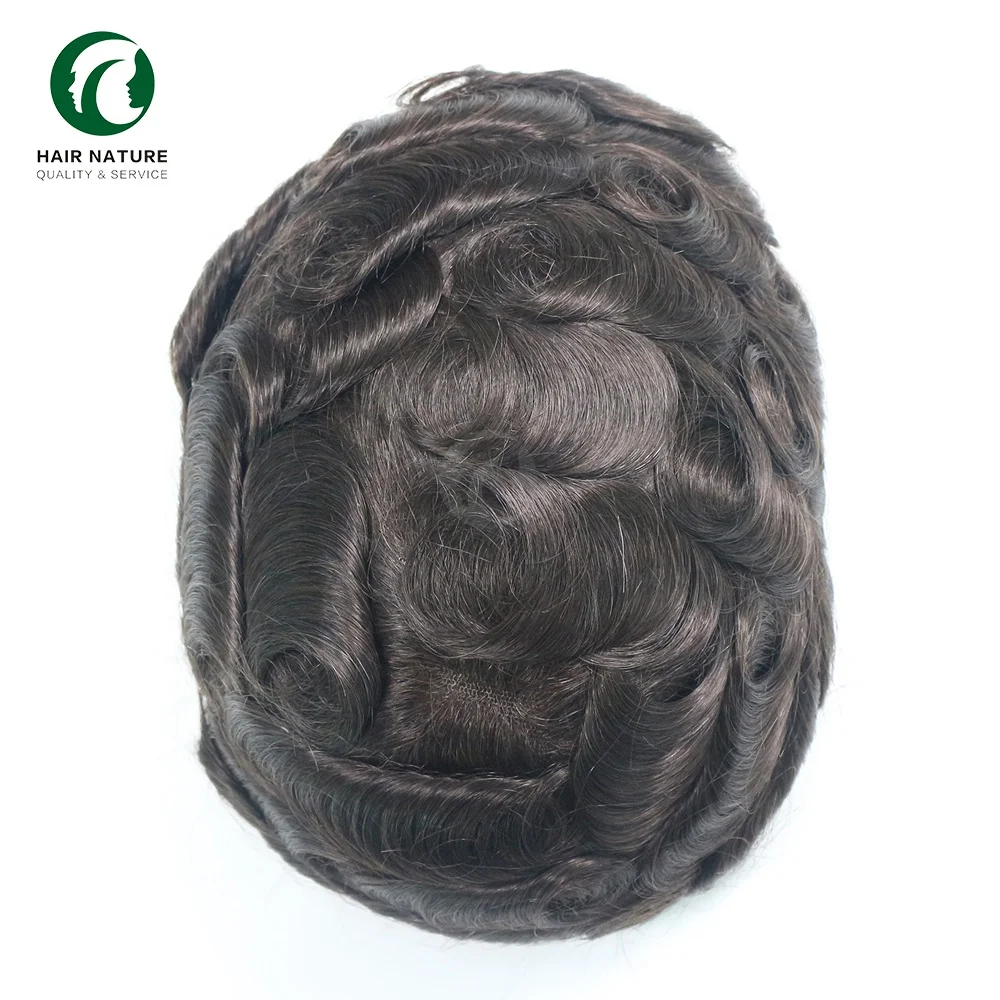 Q6 Lace Front Toupee Poly Skin Wig For Men Human Hair Replacement Natural Hairline Systems