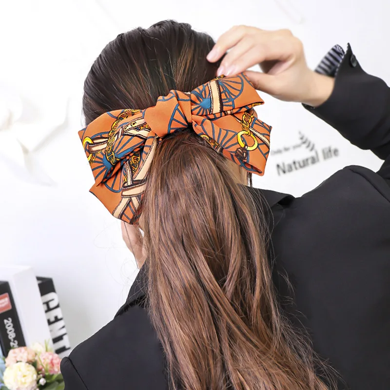HC396 baby hair accessories wholesale bulk Printed bow hair clip kids fabric hairclips for girls