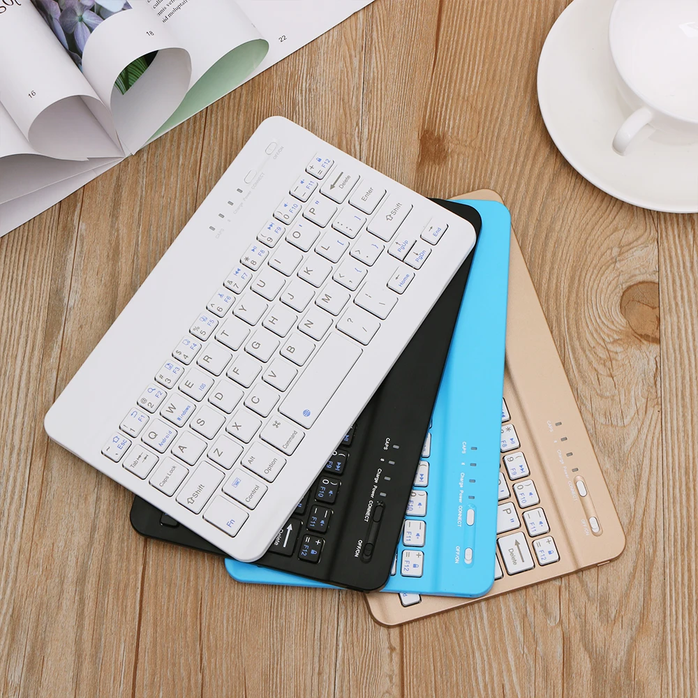 
Ultra Slim Multimedia Aluminum Wireless BT Keyboard For IOS Android Tablet PC Windows For IPad Min BT Keyboard 