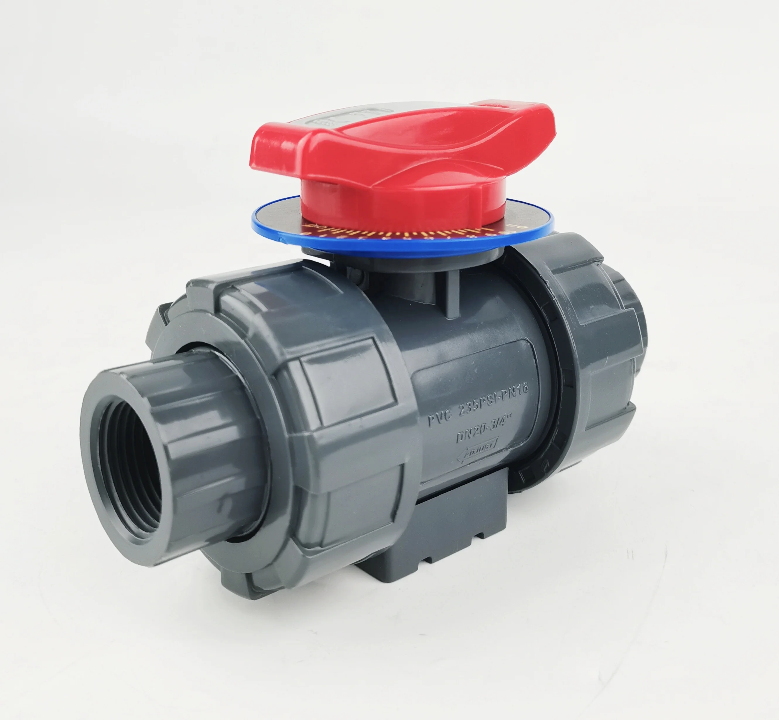 UPVC metering V shape ball valve red handle dark gray valve for pressure washing system