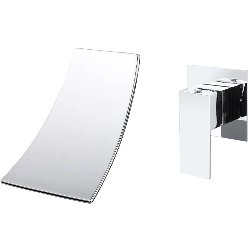 Unique Gold Brushed Faucet Series Wall Mounted 2 Hole Single Handle Waterfall Spout Hot Cold Water Basin Mixer Tap