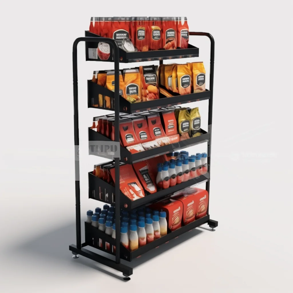 Supermarket Supply Store Shelving 4/5/6 Tier Commercial Floor Metallic Display Shelf For Supermarket Retail Rack