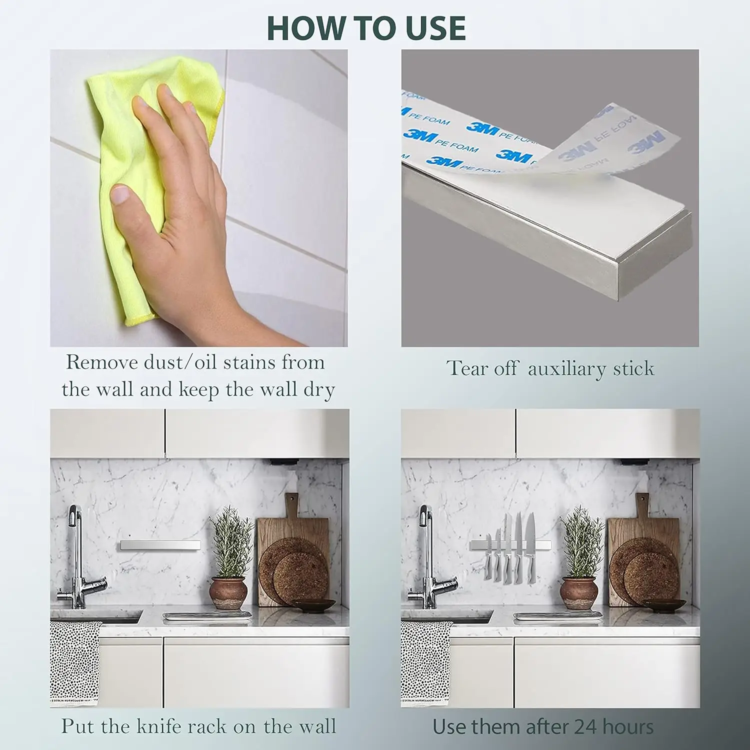 Magnet Hot Selling Kitchen Knives Accessories Stainless Steel Magnet Strip Rack Magnetic Knife Holder For Wall