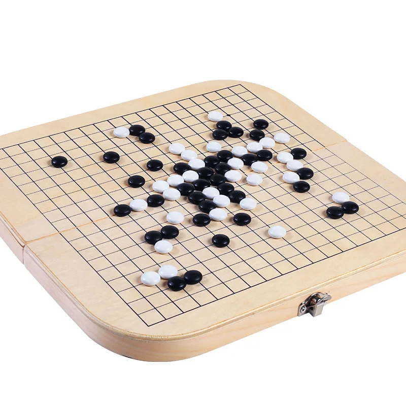 Коммики деревянные Go And Gomoku Gobang 2 в 1 складная коробка для хранения портативная игровая доска набор детских игрушек