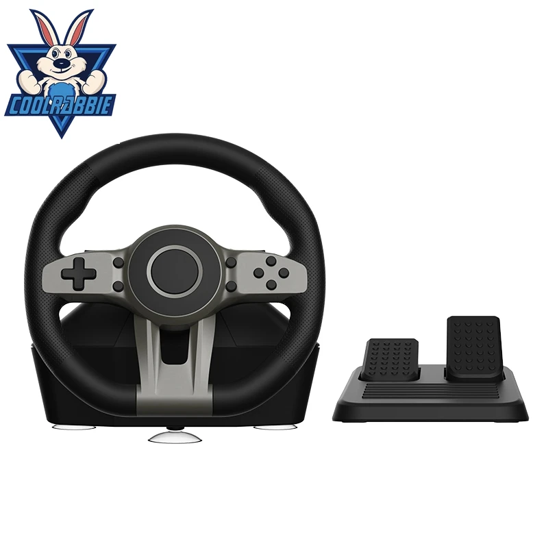 CoolRabbie 270 Degree Racing Car Game Steering Wheel With Pedal  For PS4/PS3/PC/Xbox One/360/Android/Switch Game Steering Wheel