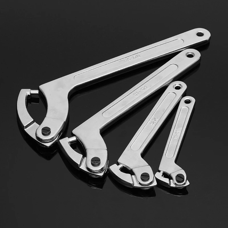 19-170mm Adjustable Hook Wrench Square Pin Round Head C Shape Spanner Round nut Wrenches Hand Multi Tools