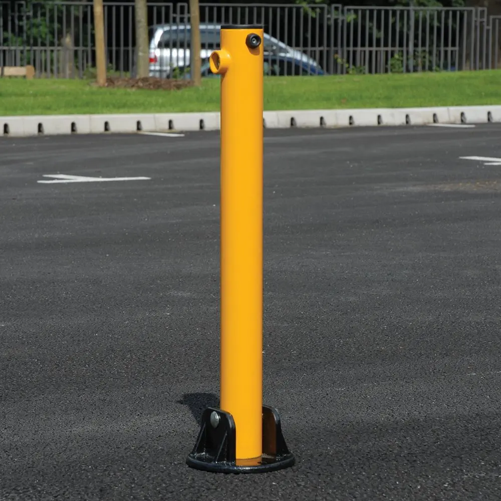 Powder Coated Manual Folding Bollard Traffic Security Parking Post Collapsible Yellow Road Bollards