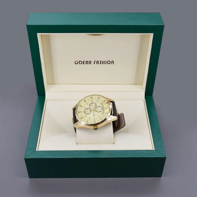 Роскошный высококачественный индивидуальный логотип зеленая искусственная кожа картон подарочная упаковка одинарная коробка для