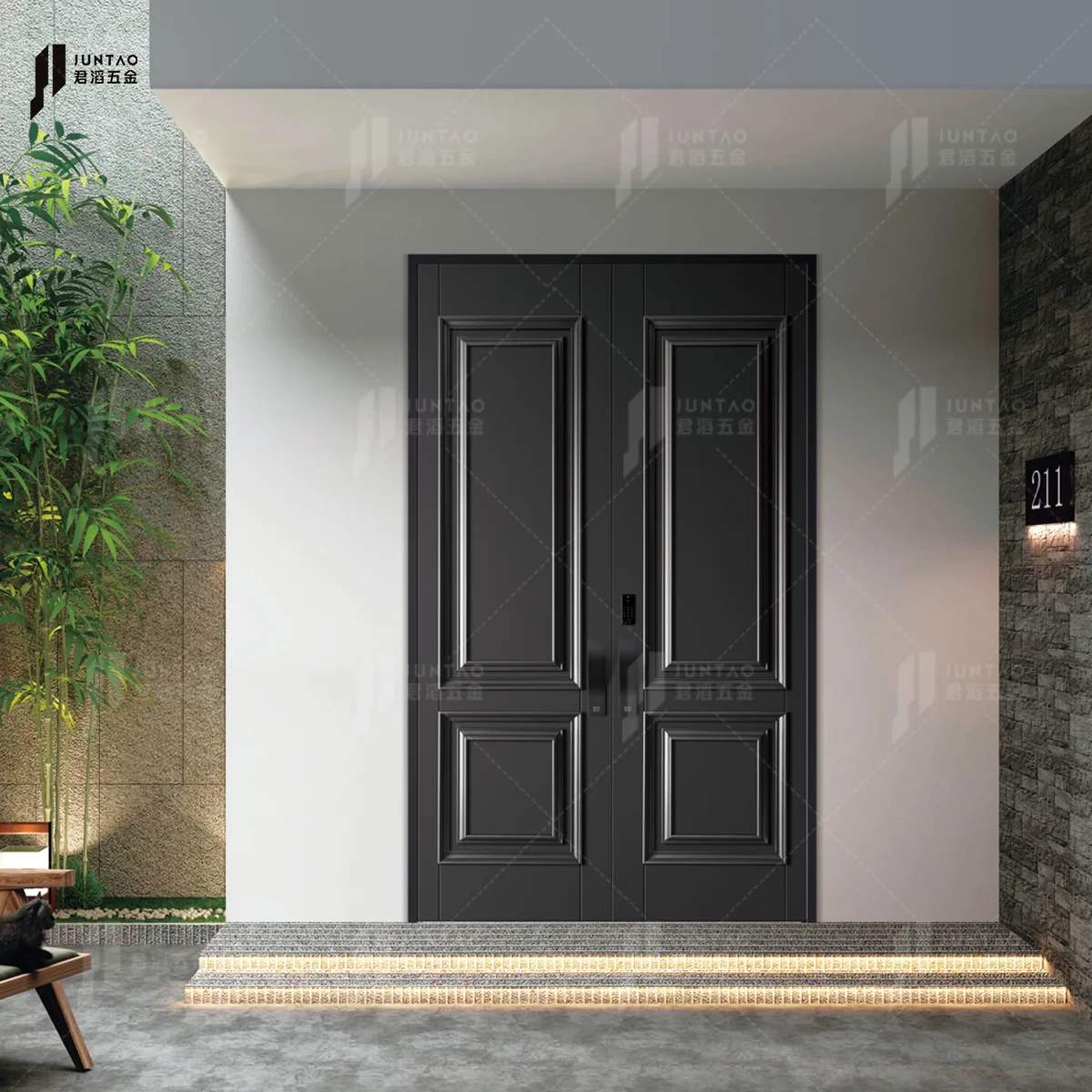 Custom High Quality Steel Pivot External Security Doors for House Main Metal Front Entry Exterior Door