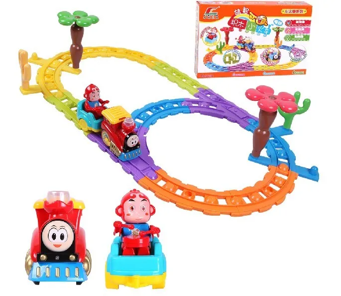 Education DIY Toys Building Block Train For Kids With Light With Music(not included battery)