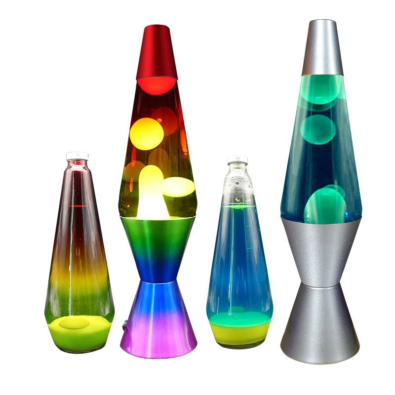 J&R Colorful rocket lamp home decors Lava Night Light Solid Silver Base Lamp Wax Liquid Soft Relax