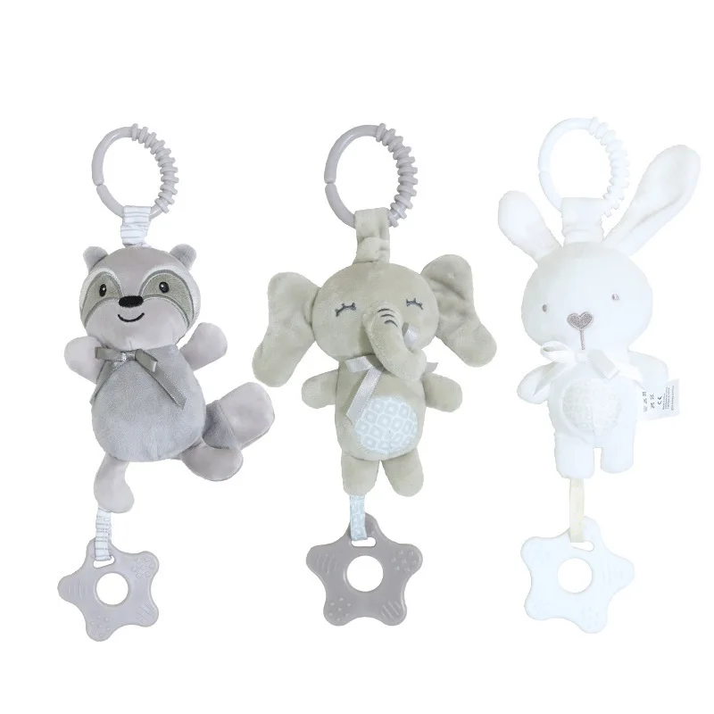Baby Toy Soft Hanging Rattle with Teethers Newborn Soothing Toy Plush Animal Stroller  Crib Wind Chimes Learning Hanging Toys