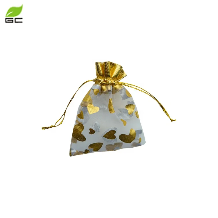 Customized Size 5x7/7*9/9*12 Organza Bags Red Flower Stamping Moon Star Organza Bag