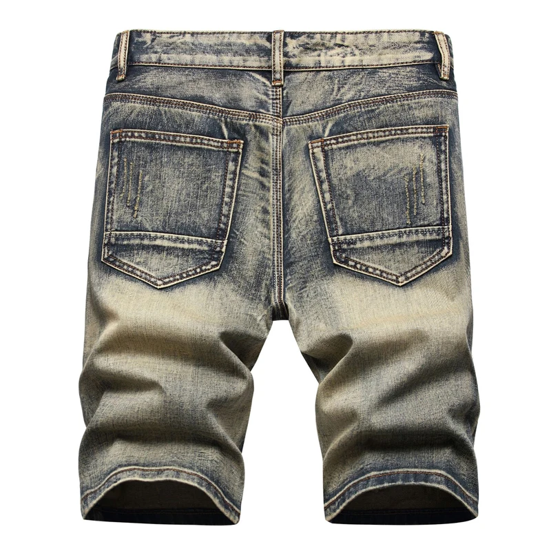 Factory Customize Logo Summer trendy hip-hop style hand-tied color splash paint dot grinding hole denim trouser