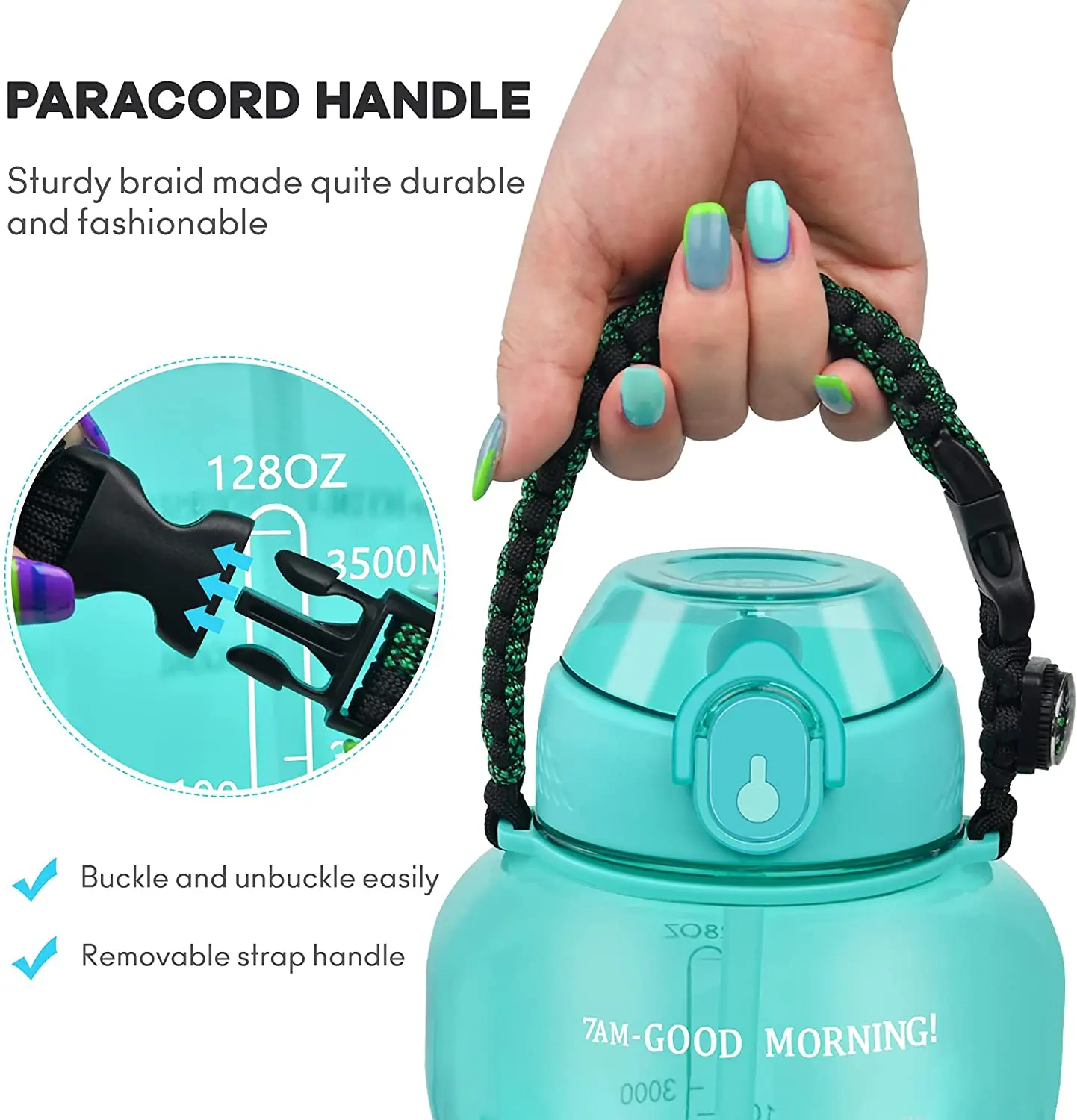 Large Half Gallon/64oz Motivational Water Bottle with Time Marker & Straw,Leakproof Tritan BPA Free Water Jug,Ensure You Drink E