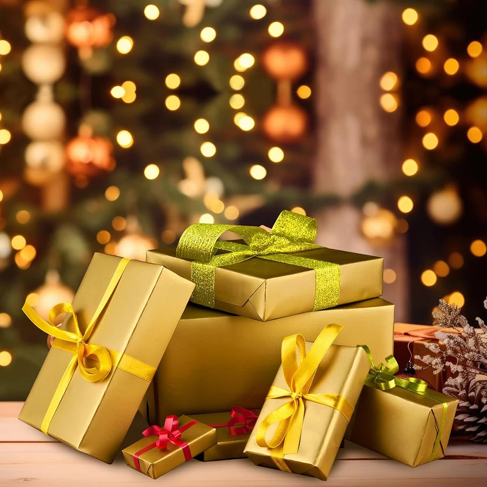 New Design Custom Vintage Christmas Decorations Print Logo Size Colored Luxury Wrapping Kraft Gift Paper Roll