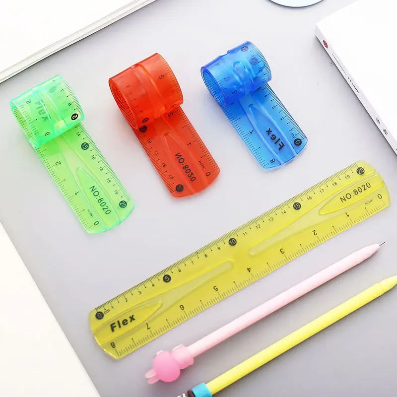 Factory Sale New Design School Stationery Student Gift Simple  20 cm Translucent Bendable Plastic Ruler