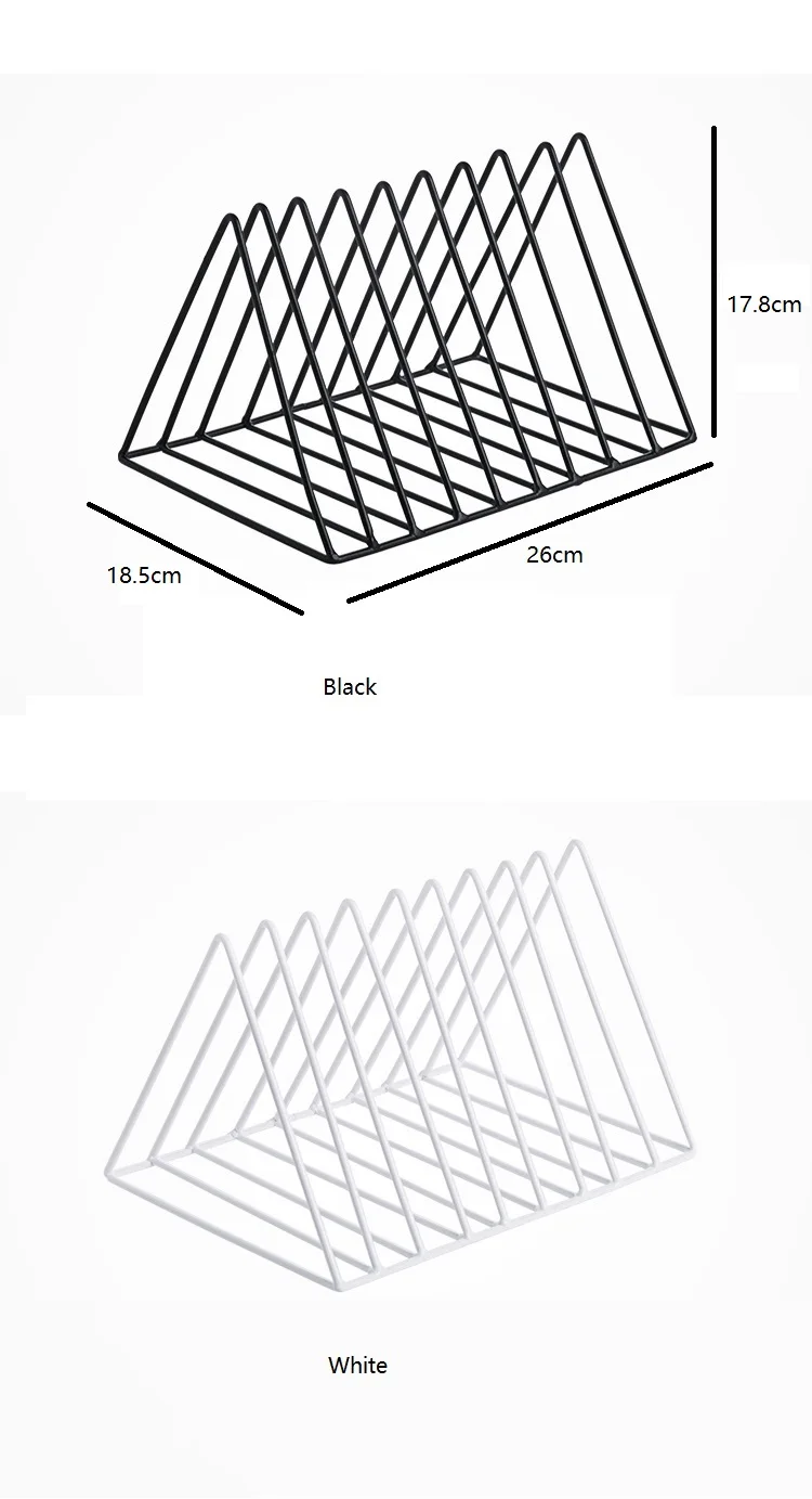 Office Decoration Book Triangle Lattice Metal Newspaper Magazine Holder File Storage Rack for Home