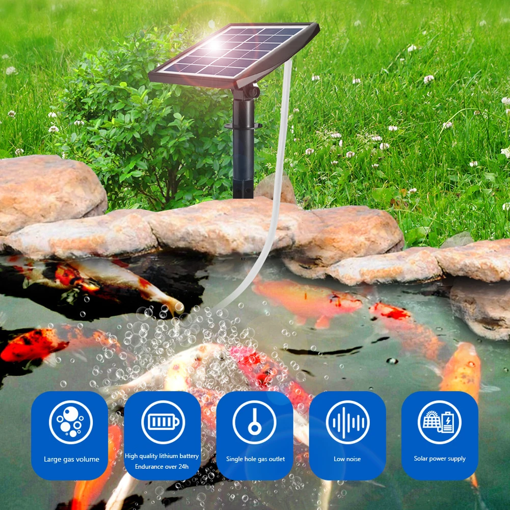 Solar Powered DC Charging Water Mini Aquarium Air Pump Plant Fish Tank Oxygen Air Compressor Aerator Air Flow Maker