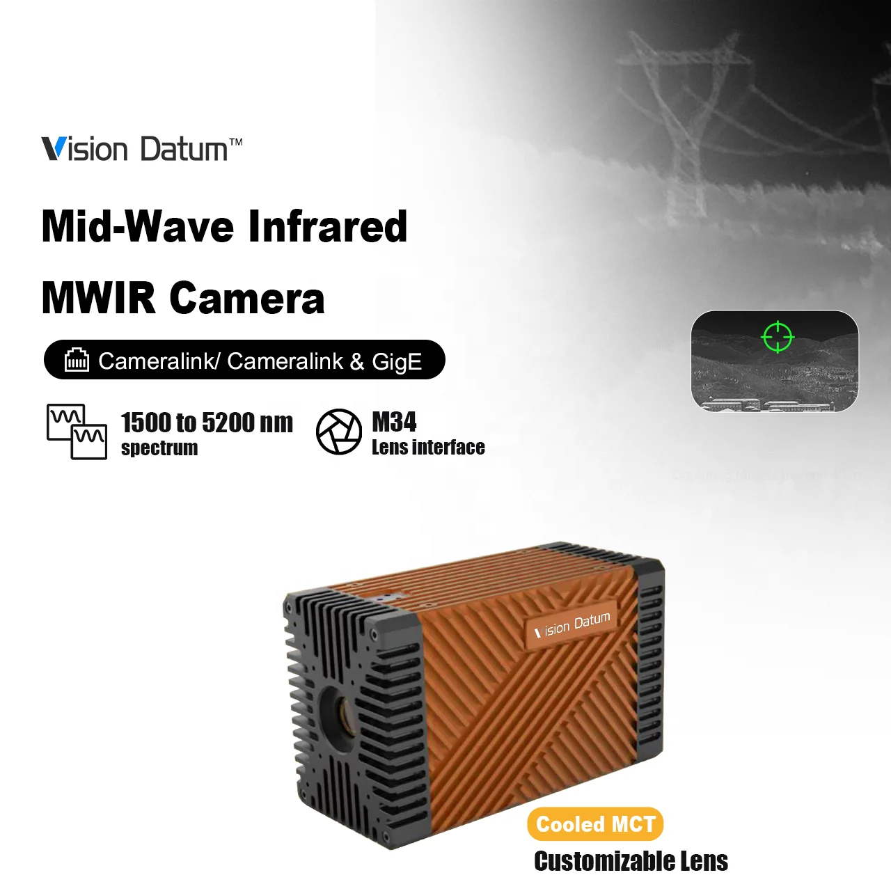 HD 640x512 117kHz MCT Cooled Muti-spectral 1500-5200nm MWIR Night Vision Infiray Mid-Wave Infrared Thermal Camera Module