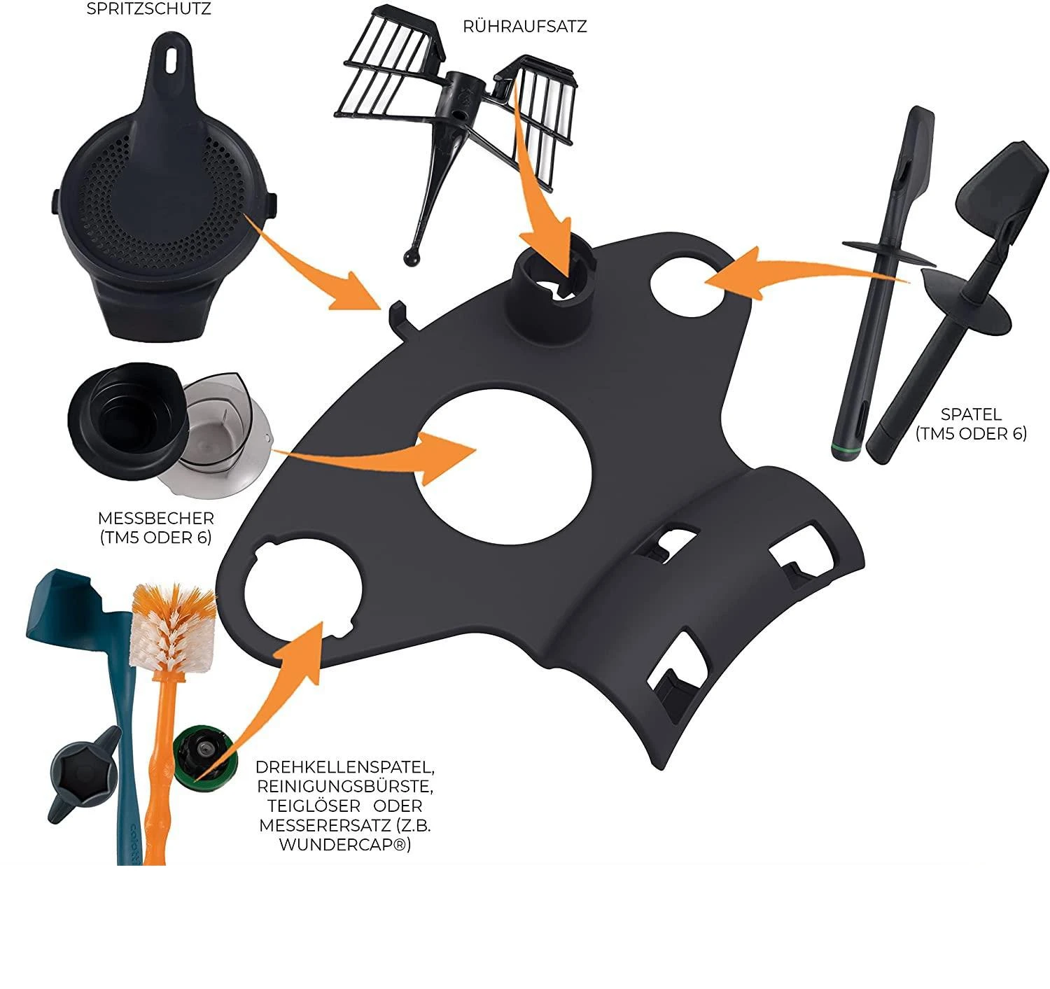 LLX864 Cooking Tools Storage Rack Kitchen Food Processor Accessories Holder Up To 5 Accessories For Thermomixs Tm5 Tm6