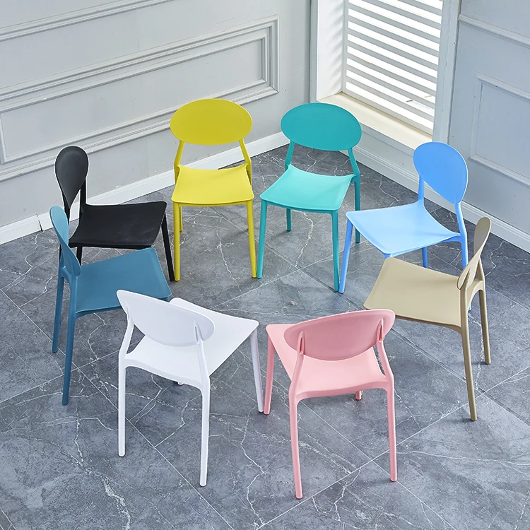 Colorful Nordic Designer Bar Dining Monolithic Contour Stackable Reliable Back Modern Design Lounge Dining Plastic White Chair